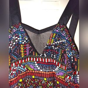 Black strappy colorful tank dress Charlotte Russe Sz L